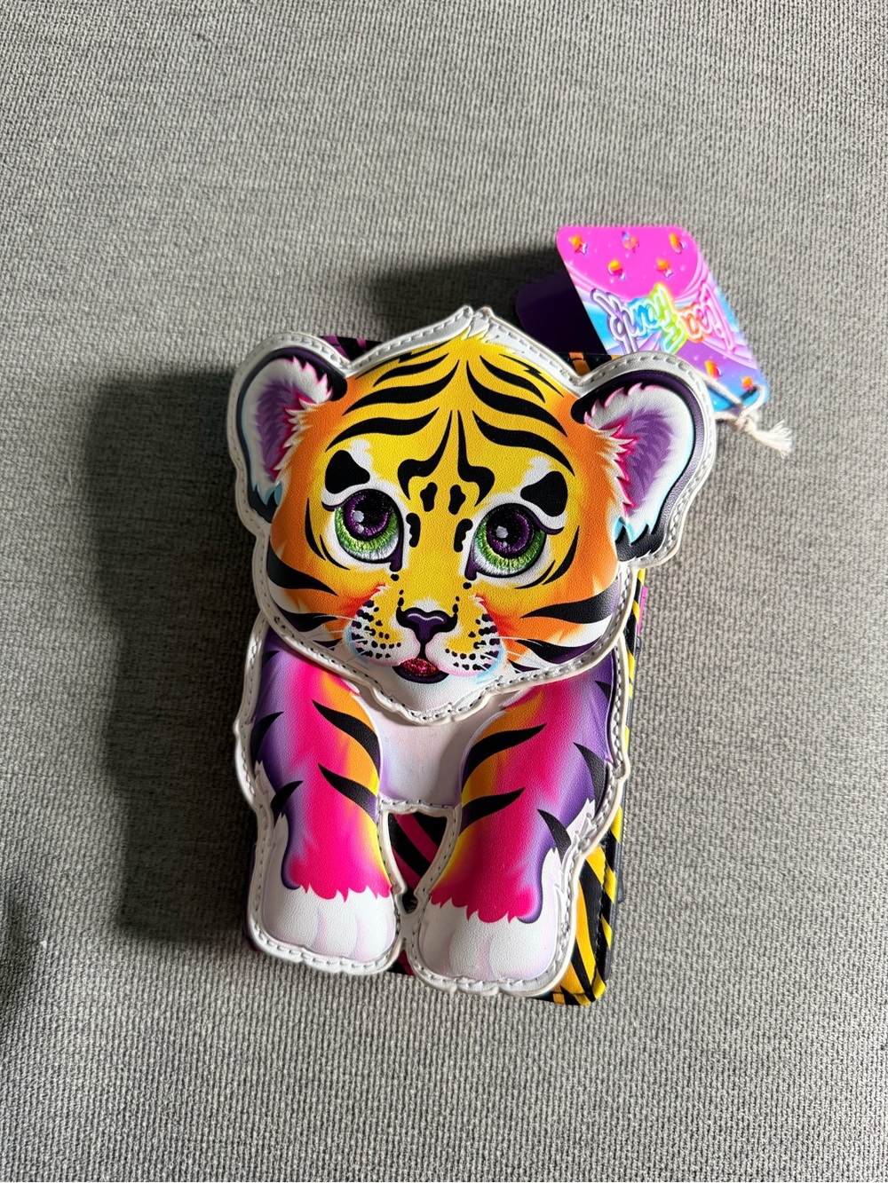 Lisa Frank Neon Tiger Plush Wallet - Yellow, Pink, Purple